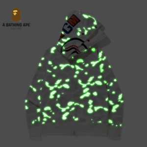 A BATHING APE ABC CAMO High Quality Pure Cotton Version Luminous Spots SHARK FULL ZIP HOODIE MENS AND WOMEN - Herrenbeklei...