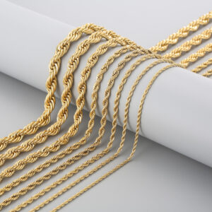 Stainless Steel Fried Dough Twists Vacuum Plating Gold Fashion Hip Hop Jewelry With Collar Chain Necklace For Men And - Ge...