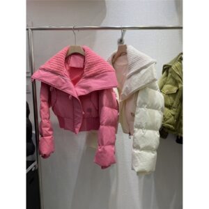 Women's Clothing Trendy Oversized Puffer Jacket For Women – Short-Length, High Neck, Polyester Shell (S-L, 4 Colors) - Dam...