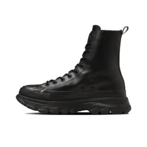 High-Top Platform Leather All-Black Boots - Casual Style - Schuhe | Technik & Gadgets