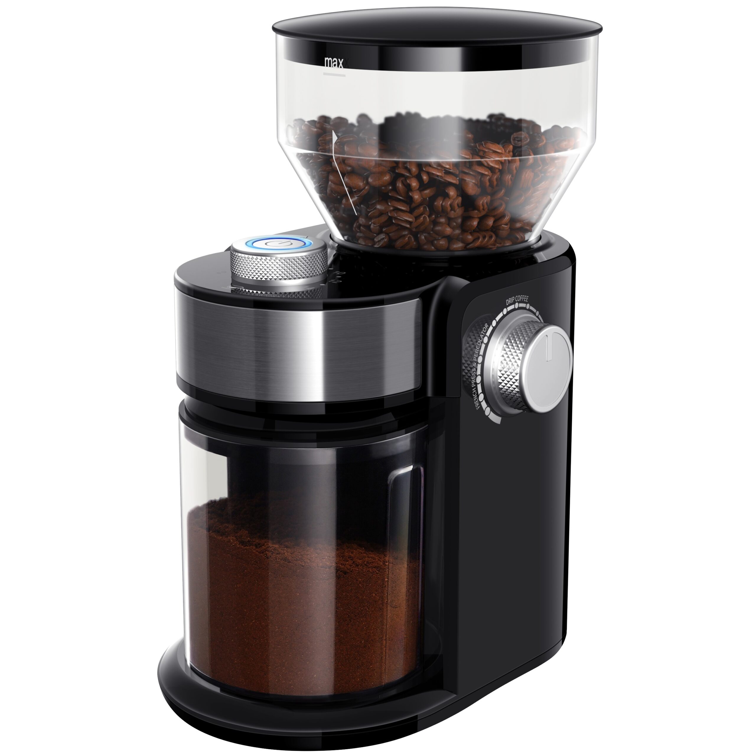 Coffee Grinder Electric,9.76-Inch/24.8cm Height, 4.52-Inch/11.5cm Width,Espresso Bean Grinder with Clear Grinding Chamber,...