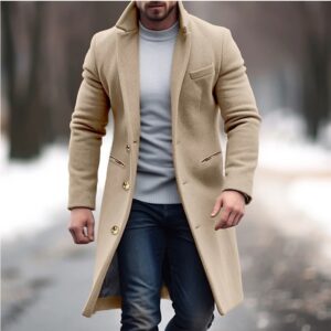 Multi Color And Multi Size New Coat Men's Woolen Mid Length Windbreaker Jacket - Herrenbekleidung | Technik & Gadgets