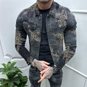 2024 New Men's Fashion Denim Printed Hoodie Jacket 3656 - Herrenbekleidung | Technik & Gadgets