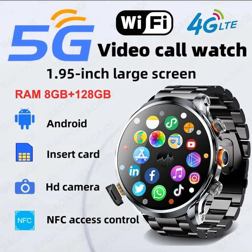 8GB+128GB RAM 5G/4G Smart Watch 1.95 Inch 680*680 AMOLED 1100mah Battery 500W Camera GPS WIFI Google APP Download - Computer
