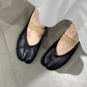 High End Split Toe Horseshoe 2025 New Tabi Elastic Ballet Shoes, Leather Shallow Mouth Flat Sole Shoes For Women - Schuhe