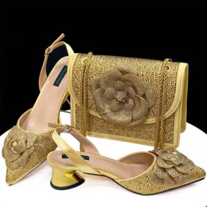 Women's Pointed Heels – 7cm Stiletto With Crystal Accents + Floral Shoulder Bag Set​ - Schuhe | Technik & Gadgets