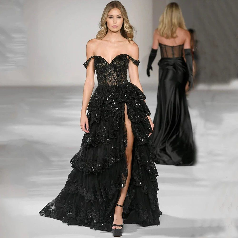 Women's Clothing Black Satin Banquet, Annual Meeting, Birthday Hosting Party, Slim And Elegant Small Evening Dress For Wom...