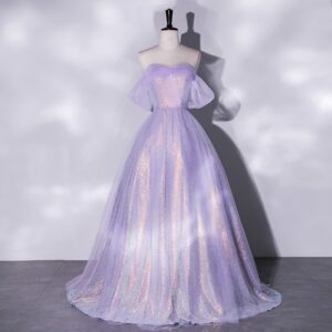 Women's Clothing Violet Evening Dress Female New One Shoulder Mesh Slim Annual Meeting Banquet Host Toast Dress Bride - Da...