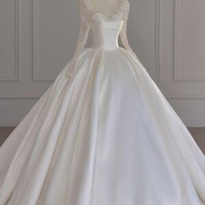 Women's Bridal Main Yarn Dress Satin Simple Large Size Tail Heavy Industry Autumn Wedding Dress - Damenbekleidung