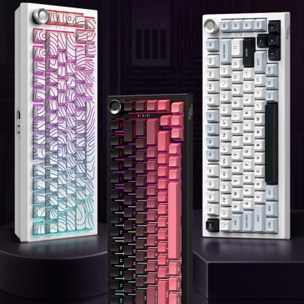 K75pro Customizable Three-mode Mechanical Keyboard Side-printed Wireless Bluetooth Office Gaming E-sports Dedicated - Comp...