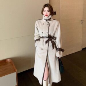 Women's Clothing Mink fur women's mid length coat outerwear new mink fur autumn and winter women's belt style temperament ...
