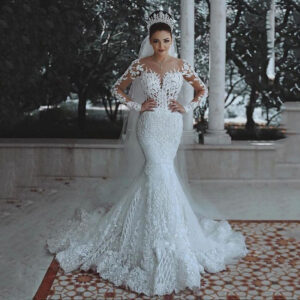 Women's wedding dress sexy deep V-neck fishtail lace wedding dress - Damenbekleidung | Technik & Gadgets