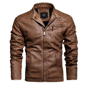 Men's Clothing Fashion Men's Leather Jacket Autumn And Winter Fleece-Lined Washed - Herrenbekleidung | Technik & Gadgets