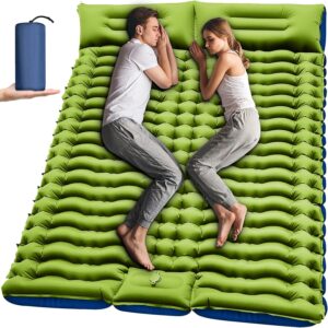 Double Sleeping Pad - Self Inflating 4" Extra-Thick for 2 Person with Pillow Built-in Foot Pump Inflatable Sleeping Mat fo...