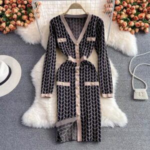 Women's temperament goddess style clothes autumn sweater skirt slim slim knitted dress for women - Damenbekleidung