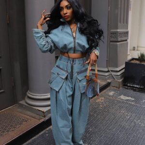 Women's Clothing Fashion Retro Wide Leg Loose Heavy Duty Denim Two Piece Suit Women's Clothing - Damenbekleidung