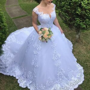 Women's Clothing new white retro lace V neck backless sexy wedding dress large size trailing - Damenbekleidung