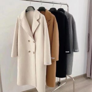 Women's Clothing 100% double faced cashmere winter coat classic suit collar retro loose double breasted coat - Damenbeklei...