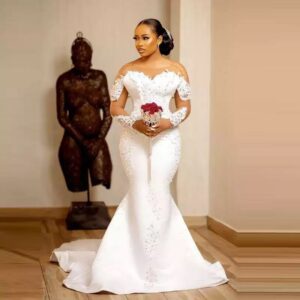 Women's Clothing One shoulder wedding dress new trailing bride fishtail sexy outdoor lawn welcoming outing yarn - Damenbek...