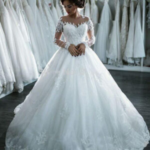 Women's Clothing Bride Round Neck Long Sleeve Wedding Dress Lace Bride Trailing Wedding Dress - Damenbekleidung