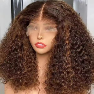Highlight Blonde Lace Front Wigs Human Hair 210% Density Brazilian Virgin Hair Glueless Curly Lace Wigs For Woman - Hairca...