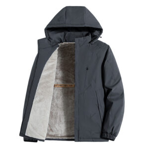 Cotton for men in autumn winter with added fleece, men's women's outdoor windproof waterproof jacket, hooded and warm - An...