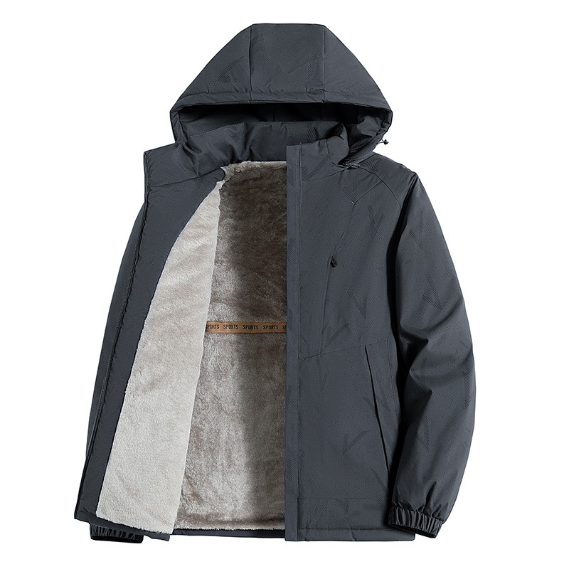 Cotton for men in autumn winter with added fleece, men's women's outdoor windproof waterproof jacket, hooded and warm - An...