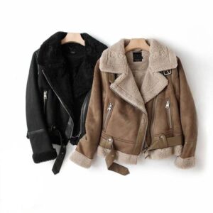 Women's Clothing Long term spot winter new women's clothing double sided fur suede motorcycle jacket coat women - Damenbek...