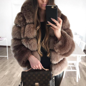Women's Thick Warm Fur Coat Long Sleeve Hat Imitation Rabbit Fur Coat - Damenbekleidung | Technik & Gadgets