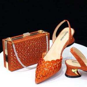 Elegant Rhinestone Mid-Heel Sandals & Square Clutch Set – Women’s Dressy Shoe & Bag Combo For Parties, Weddings & Special ...