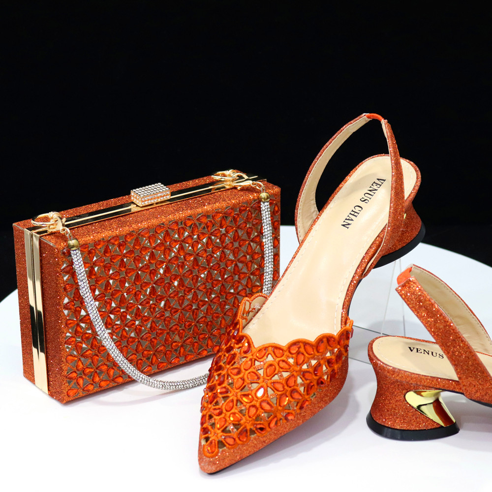 Elegant Rhinestone Mid-Heel Sandals & Square Clutch Set – Women’s Dressy Shoe & Bag Combo For Parties, Weddings & Special ...