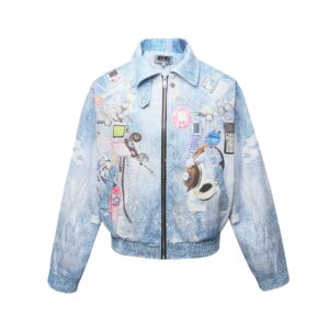 K492 American 2025 Spring Neutral Street Denim Printed Image High Grade Men's Loose Jacket Coat - Herrenbekleidung