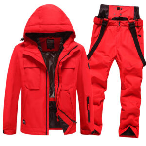 Sports & Outdoor Trendy Solid Color Ski Suits, Windproof, Thickened Single And Double Board Skiing Clothes And Pants Equip...