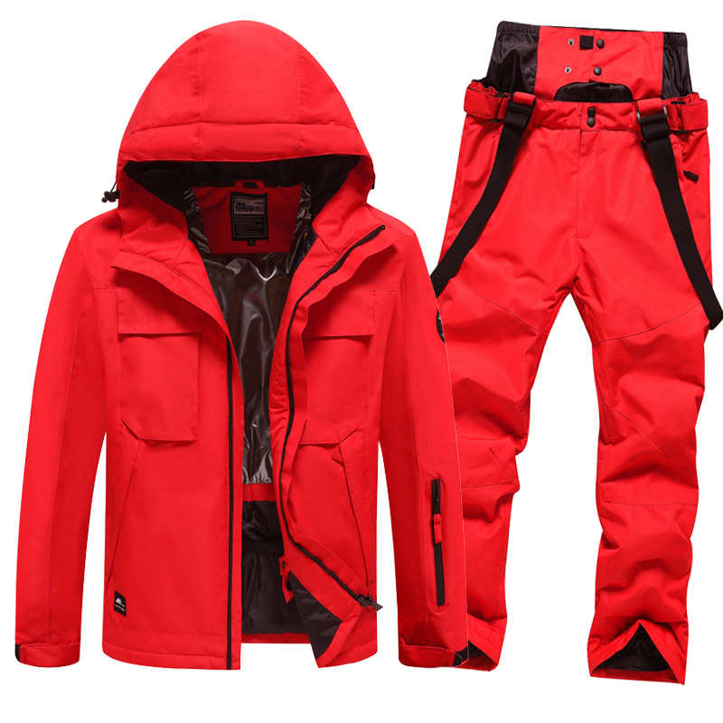Sports & Outdoor Trendy Solid Color Ski Suits, Windproof, Thickened Single And Double Board Skiing Clothes And Pants Equip...