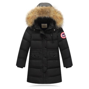 Boys' China Map Print Down Coat - Thickened Longline Parka For Kids, Winter Thermal Outerwear With Detachable Hood - Kinde...