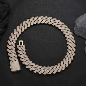 25MM Wide Miami Cuban Link Chain Necklace Designer for Men Womne 3 Row zircon Diamond Choker Necklaces Gold Plate Rock