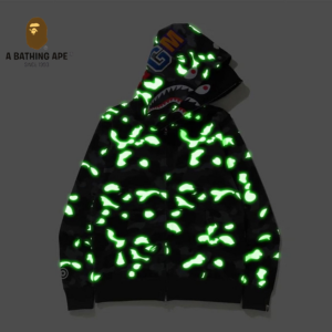 A BATHING APE ABC CAMO High Quality Pure Cotton Version Luminous Spots SHARK FULL ZIP HOODIE MENS AND WOMEN - Herrenbeklei...