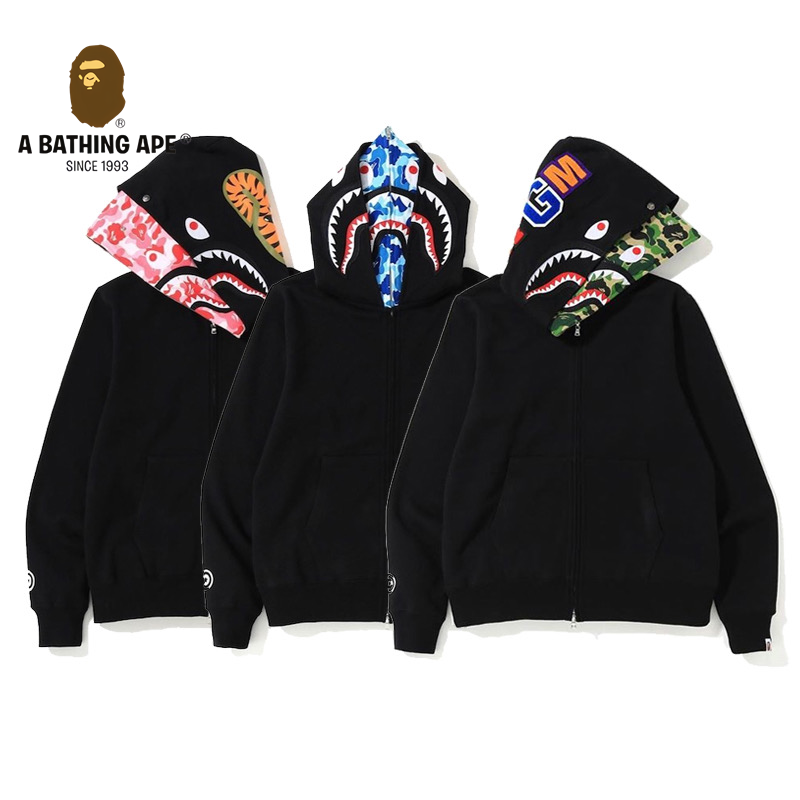 A BATHING APE ABC CAMO High Quality Pure Cotton Version Classic Double Hat SHARK FULL ZIP HOODIE MENS AND WOMEN Blue&Green...