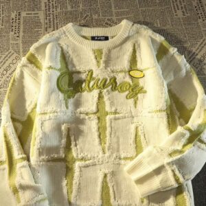 Loose Round Neck Autumn And Winter New Style American Star Embroidery Letter Casual Knit Sweater Men's Coat - Herrenbeklei...