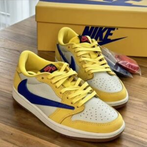 Travis X Air Barb 7.0 Leather Low OG Canary Yellow Non-slip Low Top Retro Basketball Shoes Sneakers Casual Skate Shoes DZ4...