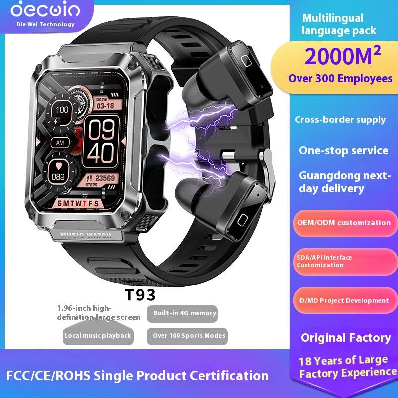 Smart Watch With Blood Pressure, Heart Rate & SpO2 Monitor, TWS Bluetooth Earphones, 2-in-1 Fitness Tracker For Android, I...