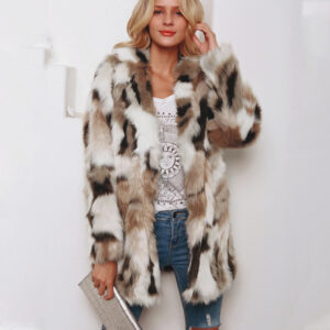Women's Clothing Suit Collar Mixed Color Fur Coat Women's Coat Long Sleeve Autumn And Winter Coat - Damenbekleidung