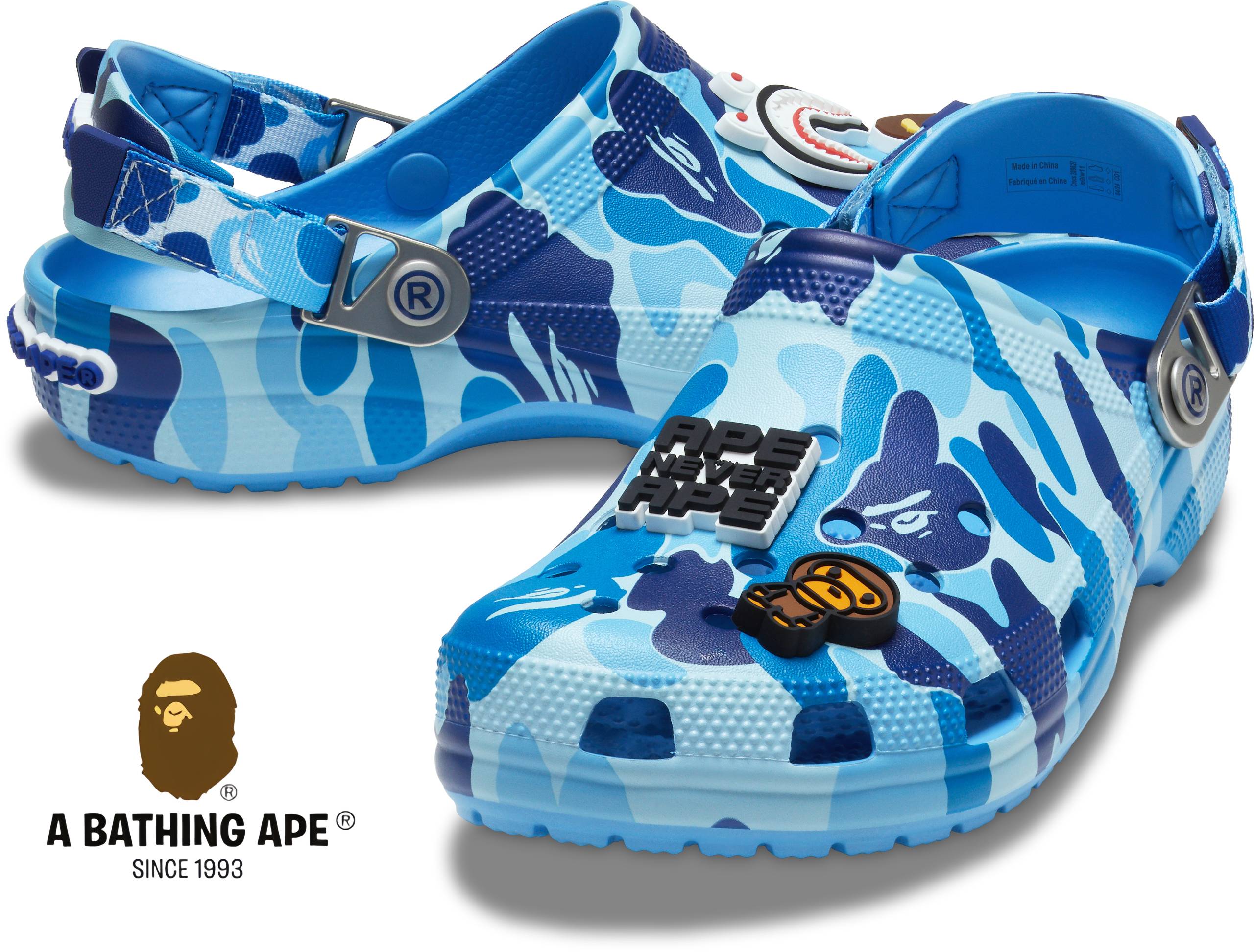 Bape X Crocs-Classic Clog ABC Camo Cave Shoes Camouflage Three Color, Green/Pink/Blue Men'S And Women'S Beach Shoes, Casua...