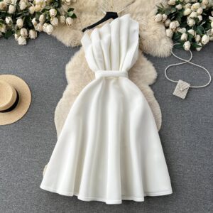 Women's Clothing Elegant Off-Shoulder Floral Lace Dress With High Waist & A-Line Silhouette – Vintage-Inspired, Slimming, ...
