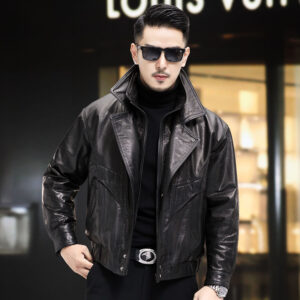 Genuine Men's Haining Sheep Leather, High-end Autumn And Winter New Leather Jacket, Motorcycle Short - Herrenbekleidung