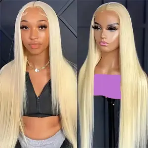 613 Lace Front Human Hair Wig HD Straight Honey Blonde 13x6 Lace Front Glueless Wigs Woman Cosplay - Haircare Products