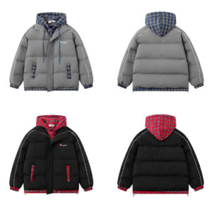 Men's Clothing Retro Two Piece Plaid Hooded Cotton Coat Thick Warm Loose Coat - Herrenbekleidung | Technik & Gadgets