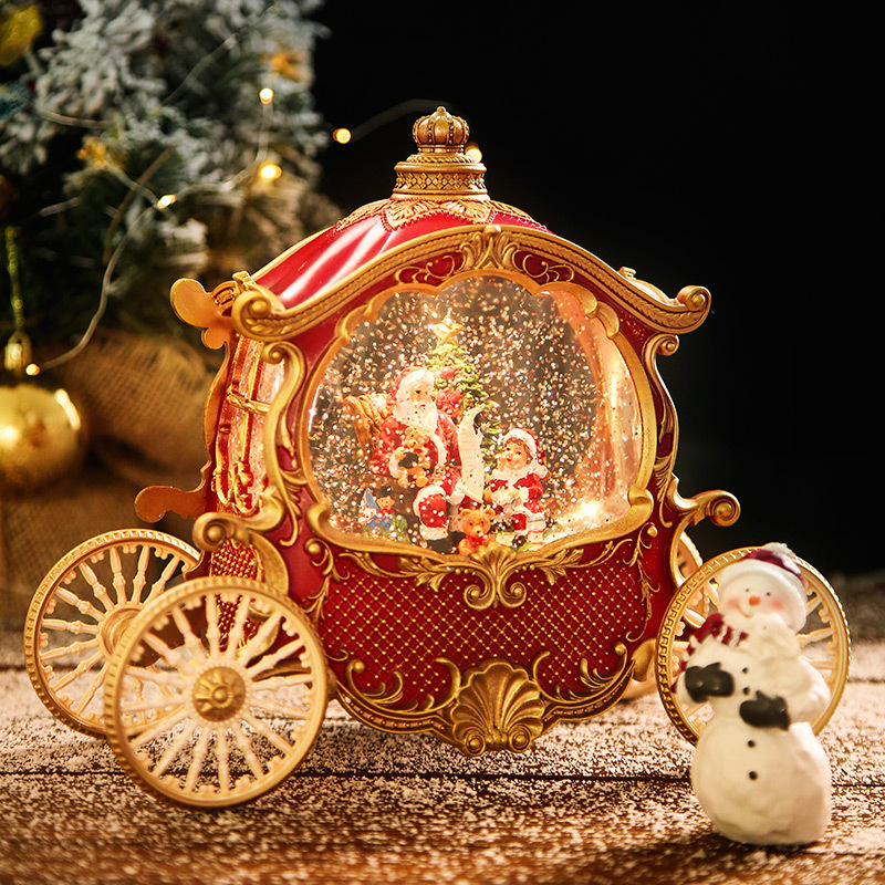 High-end Christmas pumpkin carriage Music Box Music Box Music Box wind light decoration birthday gift crystal ball decorat...