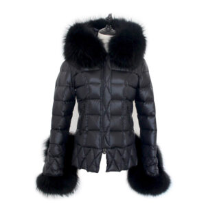 Women's Winter Hooded Down Jacket With Faux Raccoon Fur Trim, Slim Fit, Mid-Length, Warm Thick Polyester Puffer Coat For C...
