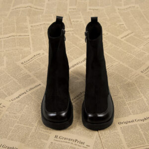 Platform boots Thick heel boots new small height increase splicing short boots elastic skinny boots - Schuhe